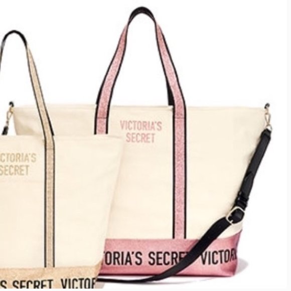 Victoria's secret canvas tote set of 2 - Picture 1 of 4